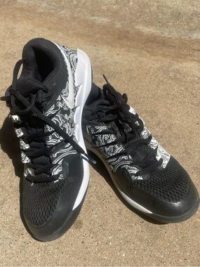 Nike Air Zoom Vapor X Black Athletic Sneakers with White Paisley Accent